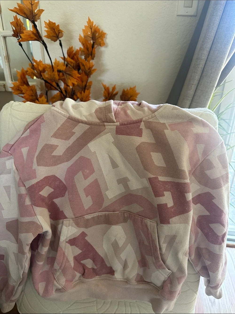 GAP Pink & Cream Logo Pattern Kids Hoodie